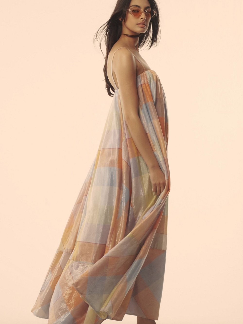 Anthropologie x Pilcro Multicolor Pastel Plaid Maxi Dress